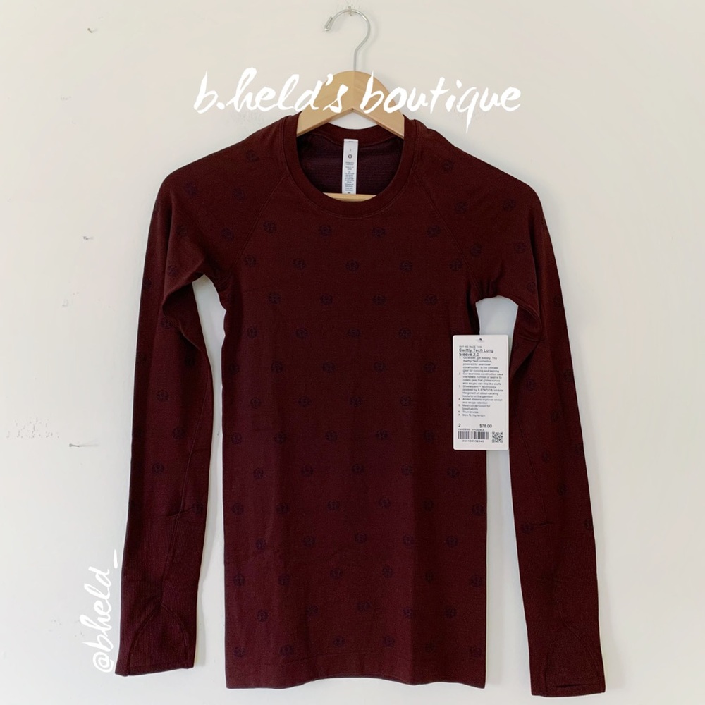 lululemon Swiftly Tech Long Sleeve Shirt 2.0 Yogo Pop Cassis/Black Sz 2 New NWT - Picture 3 of 16